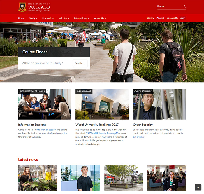 怀卡托大学的学校网站建设